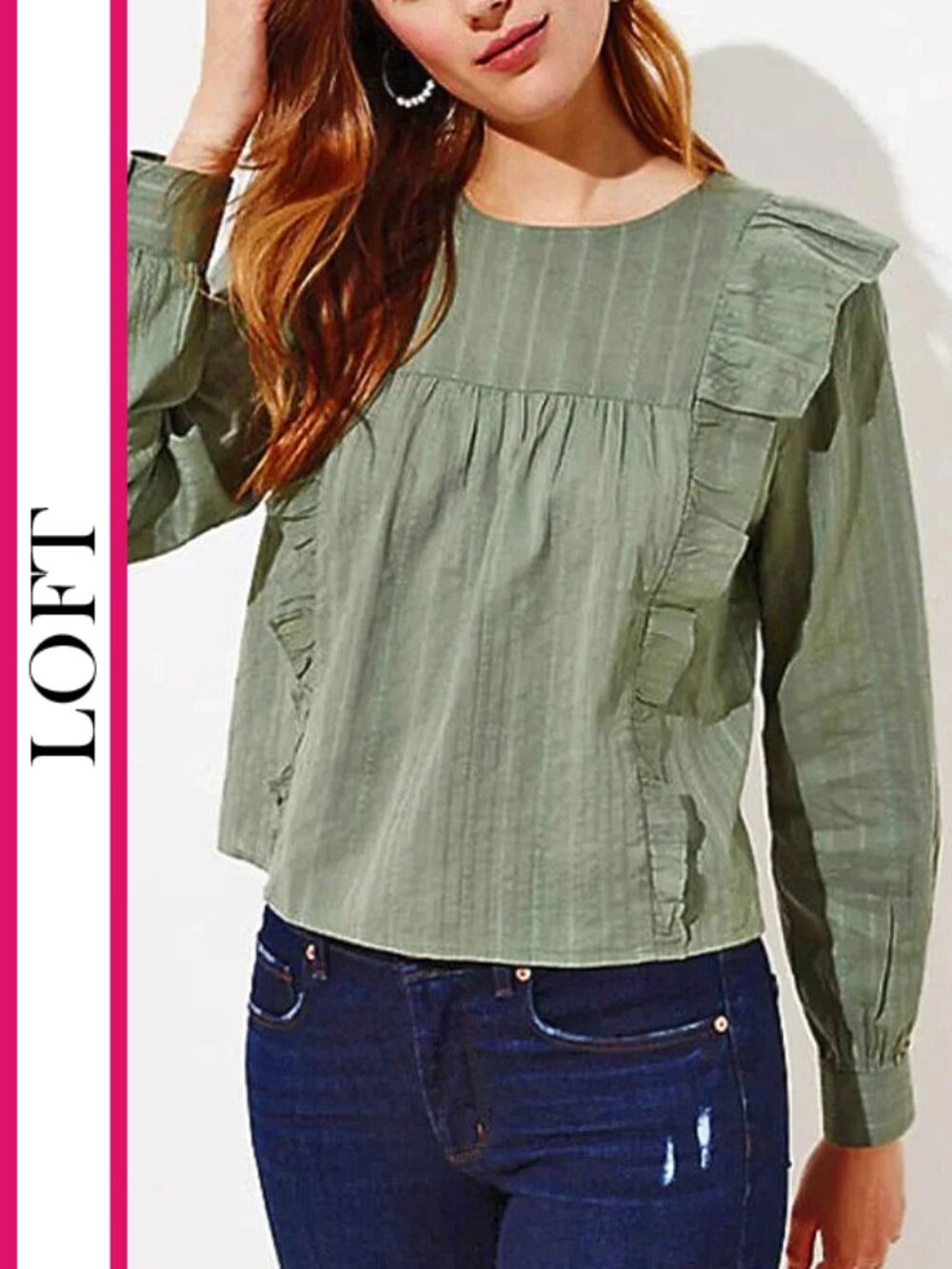 Loft | Ruffled Cotton Prairie Blouse Top